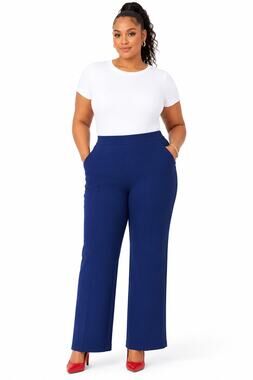 Brooke Shields Timeless Women's Ponte Wide-Leg Pants Navy Size 28WP Petite NWOT